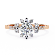 0.95 Ct Princess Lab Diamonds Ring White Gold With Accent Sides 18K Rose Gold Natural Diamond