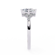 0.95 Ct Princess Lab Diamonds Ring White Gold With Accent Sides