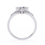 0.95 Ct Princess Lab Diamonds Ring White Gold With Accent Sides
