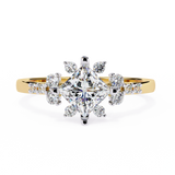 0.95 Ct Princess Lab Diamonds Ring White Gold With Accent Sides