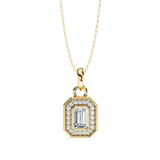 0.95 Ct Emerald Cut Lab Diamond Halo Pendant White Gold