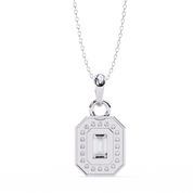 0.95 Ct Emerald Cut Lab Diamond Halo Pendant White Gold
