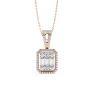 0.96 Ct Lab Diamond Emerald Shape Cluster Pendant 18K Rose Gold Natural Diamond