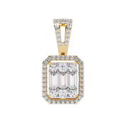 0.96 Ct Lab Diamond Emerald Shape Cluster Pendant