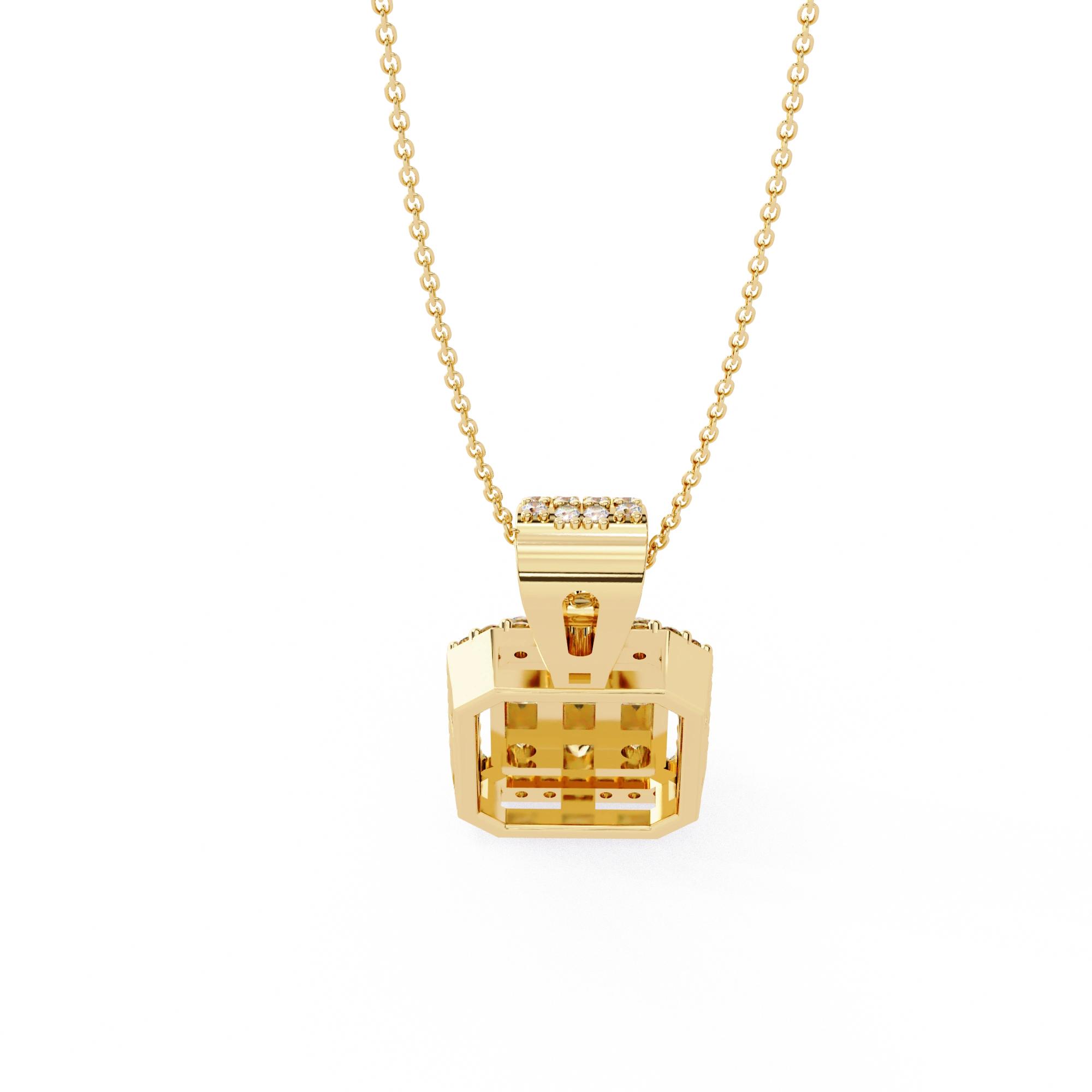 0.96 Ct Lab Diamond Emerald Shape Cluster Pendant