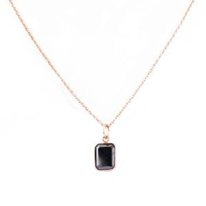 2 Carat Emerald Cut Diamond Solitaire Black Diamond Pendant necklace