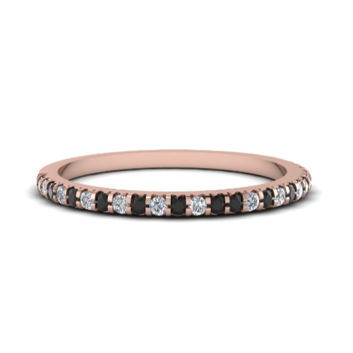 0.60 Carat Round Cut Bar Setting Black And White Diamond Half Eternity Ring