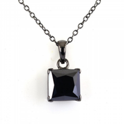 3 Ct Princess Cut Diamond Solitaire Prong Set Black Diamond Pendent 18K Yellow Gold