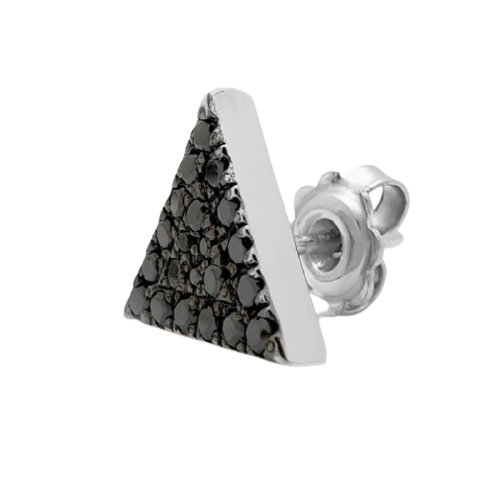 1 Ct Black Diamond Triangle Shape Single Stud Earring