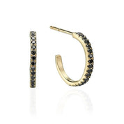 Black Diamond Hoop Earrings for Women's