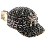 4 Ct Round Cut Diamond Baseball Cap Black & White Diamond Pendant Necklace
