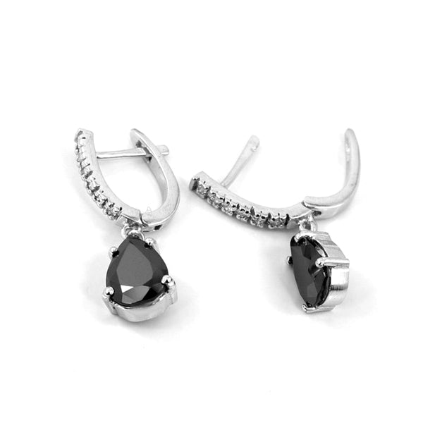 7.34 Ct Pear Cut Prong Set Black & White Diamond Earrings