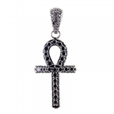 3 Ct Round Cut Diamond Black Diamond Cross Pendant in White Gold