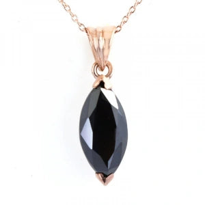2 Ct Marquise Cut Diamond Solitaire Prong Set Black Diamond Pendant
