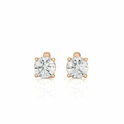 1 Ct Round Cut Prong Set Lab Diamond Stud Earrings In White Gold Rose
