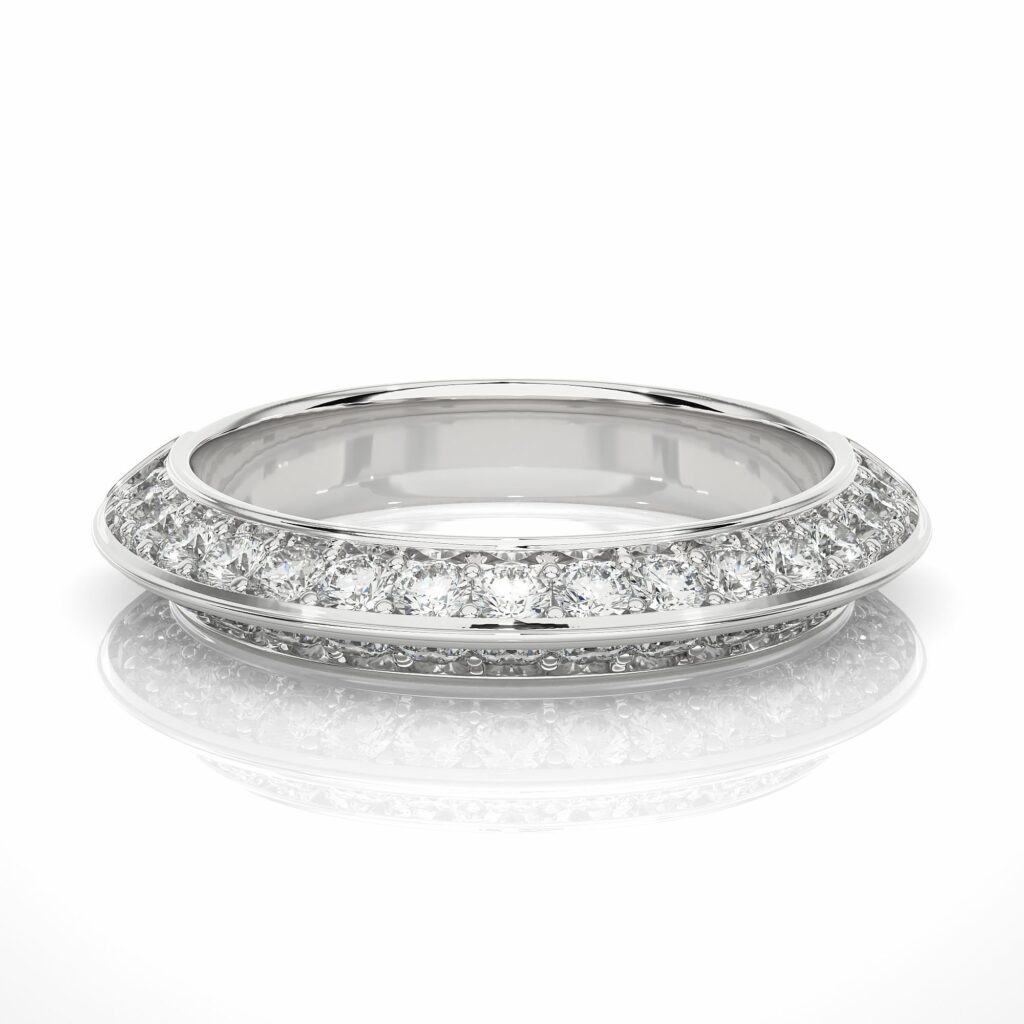 1 Ct Round Cut Knife Edge Diamond Eternity Wedding Band in White Gold White Diamond Wedding Bands
