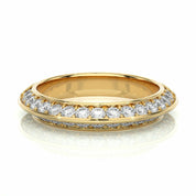 1 Ct Round Cut Knife Edge Diamond Eternity Wedding Band in White Gold Yellow Diamond Wedding Bands