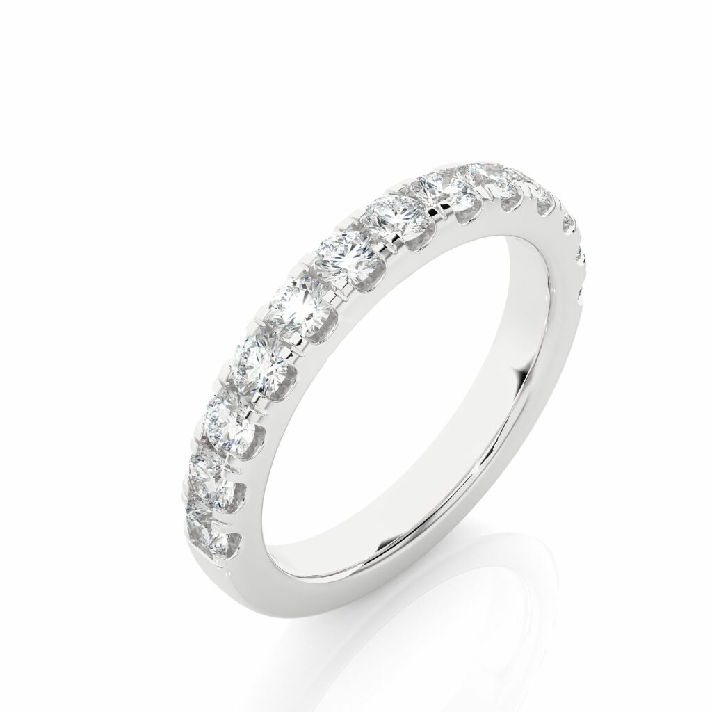 1.01 Ct Round Cut Prong Setting Diamond Eternity Band In White Gold Eternity Wedding Rings