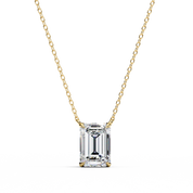 1 Ct Emerald Lab Diamond Prong Set Necklace White Gold 18K Yellow Gold Natural Diamond