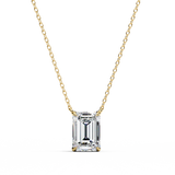 1 Ct Emerald Lab Diamond Prong Set Necklace White Gold