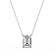 1 Ct Emerald Lab Diamond Prong Set Necklace White Gold 950 Platinum Natural Diamond