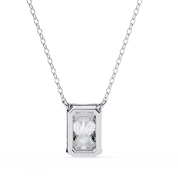 1 Ct Emerald Lab Diamond Prong Set Necklace White Gold