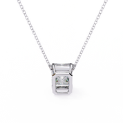 1 Ct Emerald Lab Diamond Prong Set Necklace White Gold