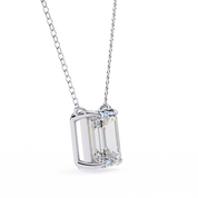 1 Ct Emerald Lab Diamond Prong Set Necklace White Gold