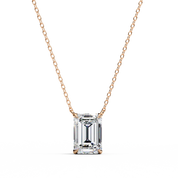 1 Ct Emerald Lab Diamond Prong Set Necklace White Gold 18K Rose Gold Natural Diamond