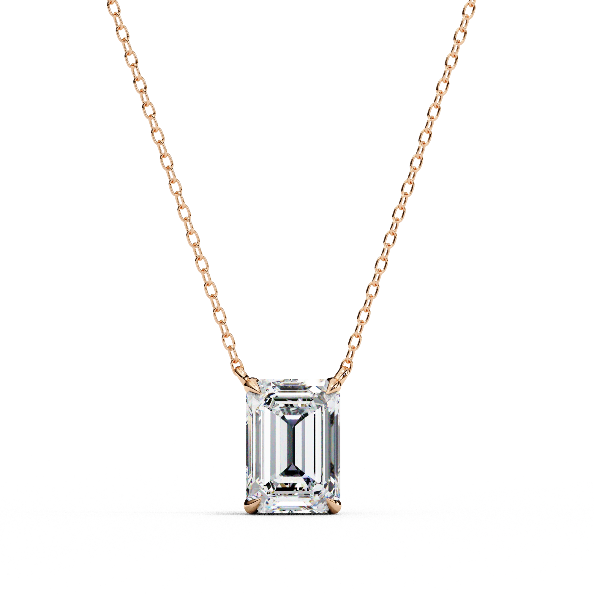 1 Ct Emerald Lab Diamond Prong Set Necklace White Gold 18K Rose Gold Natural Diamond