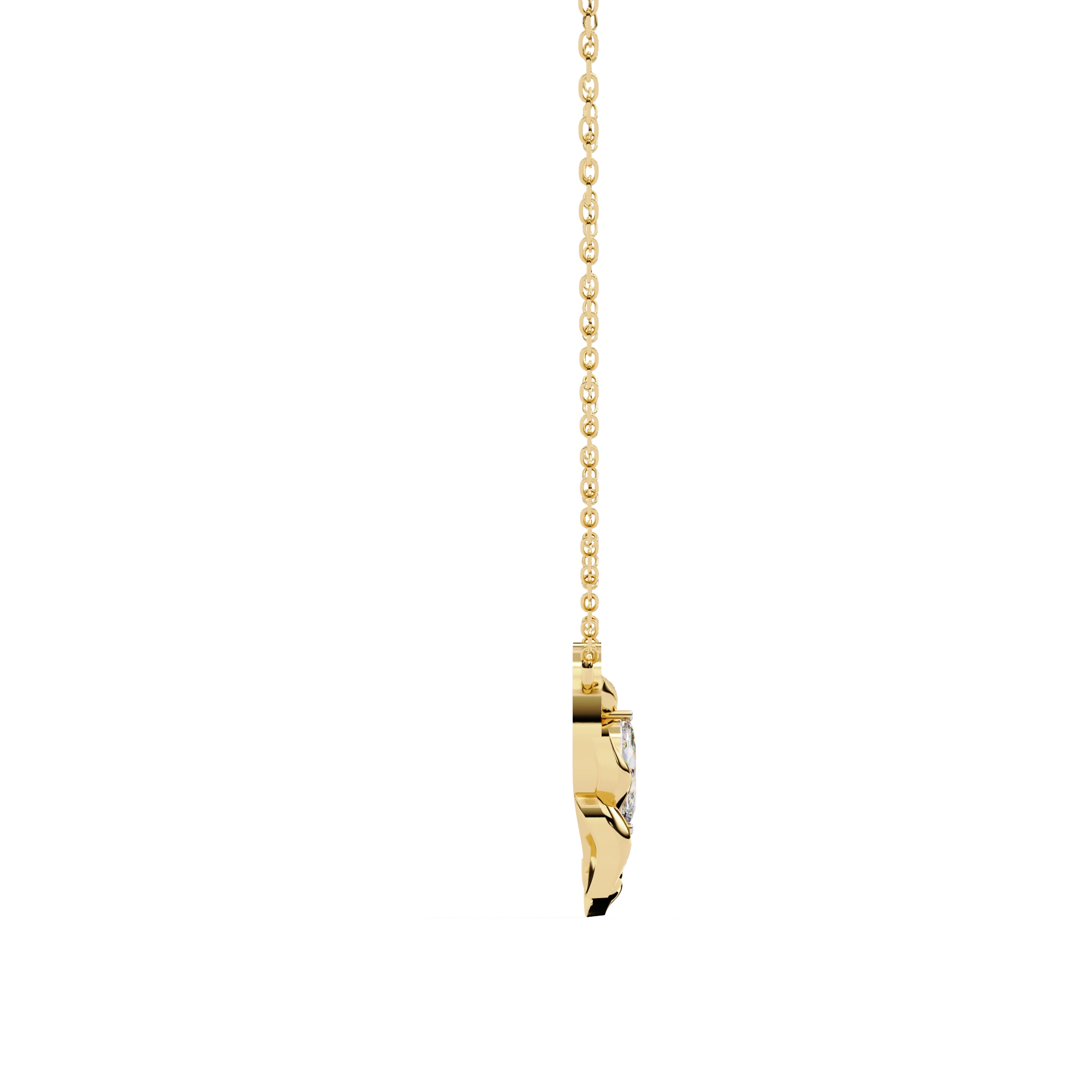1.00ct Marquise Lab DiamondProng Set Necklace In Yellow Gold