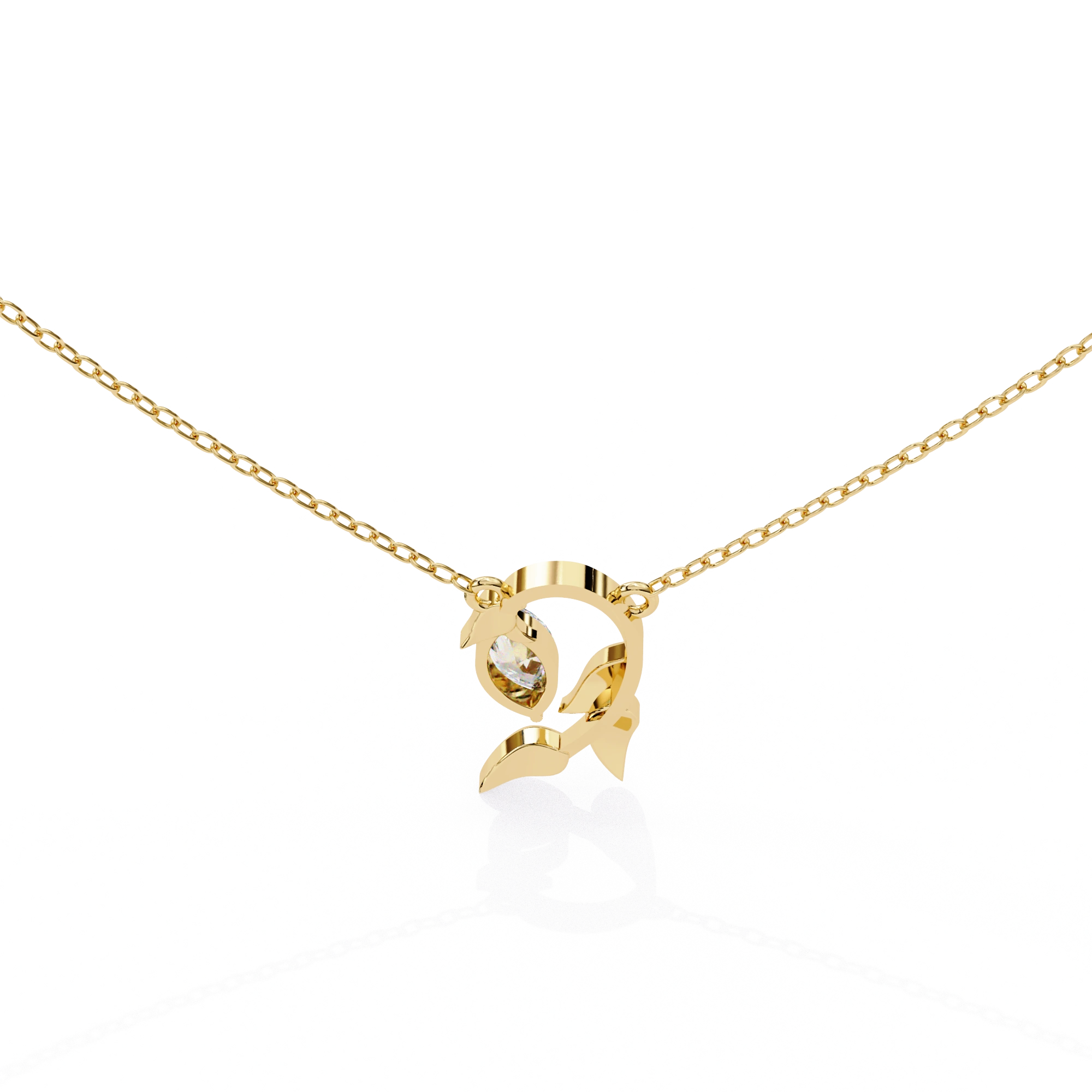 1.00ct Marquise Lab DiamondProng Set Necklace In Yellow Gold