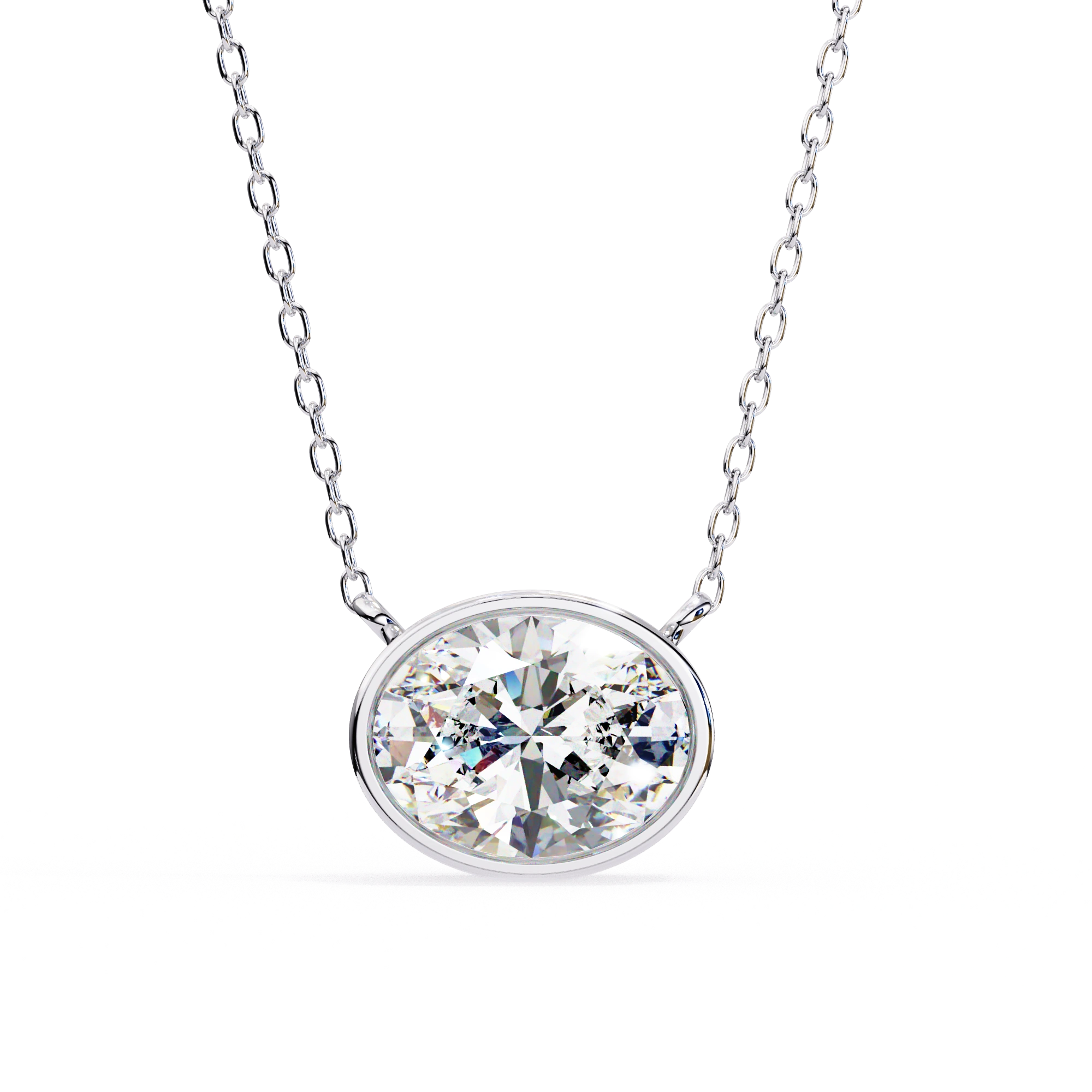 1 Ct oval lab diamond bezel Set necklace Lab Diamond
