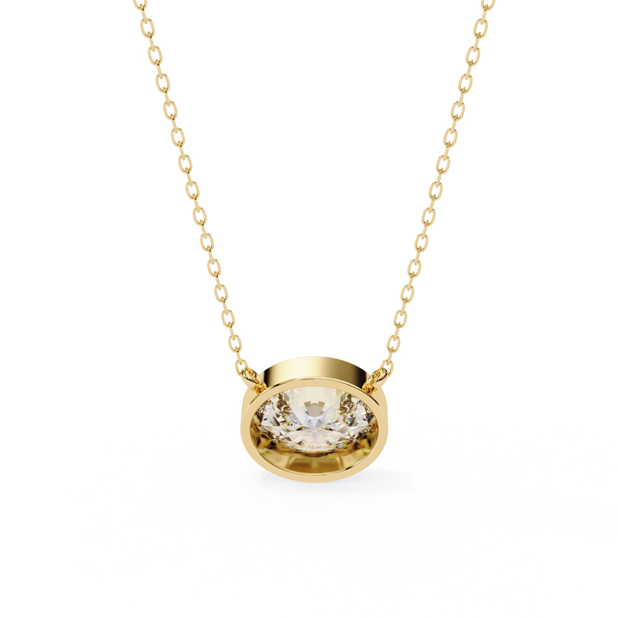 1 Ct oval lab diamond bezel Set necklace