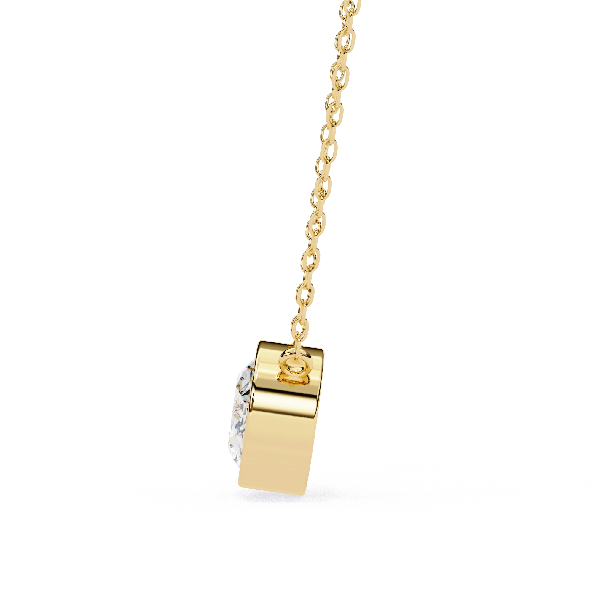 1 Ct oval lab diamond bezel Set necklace