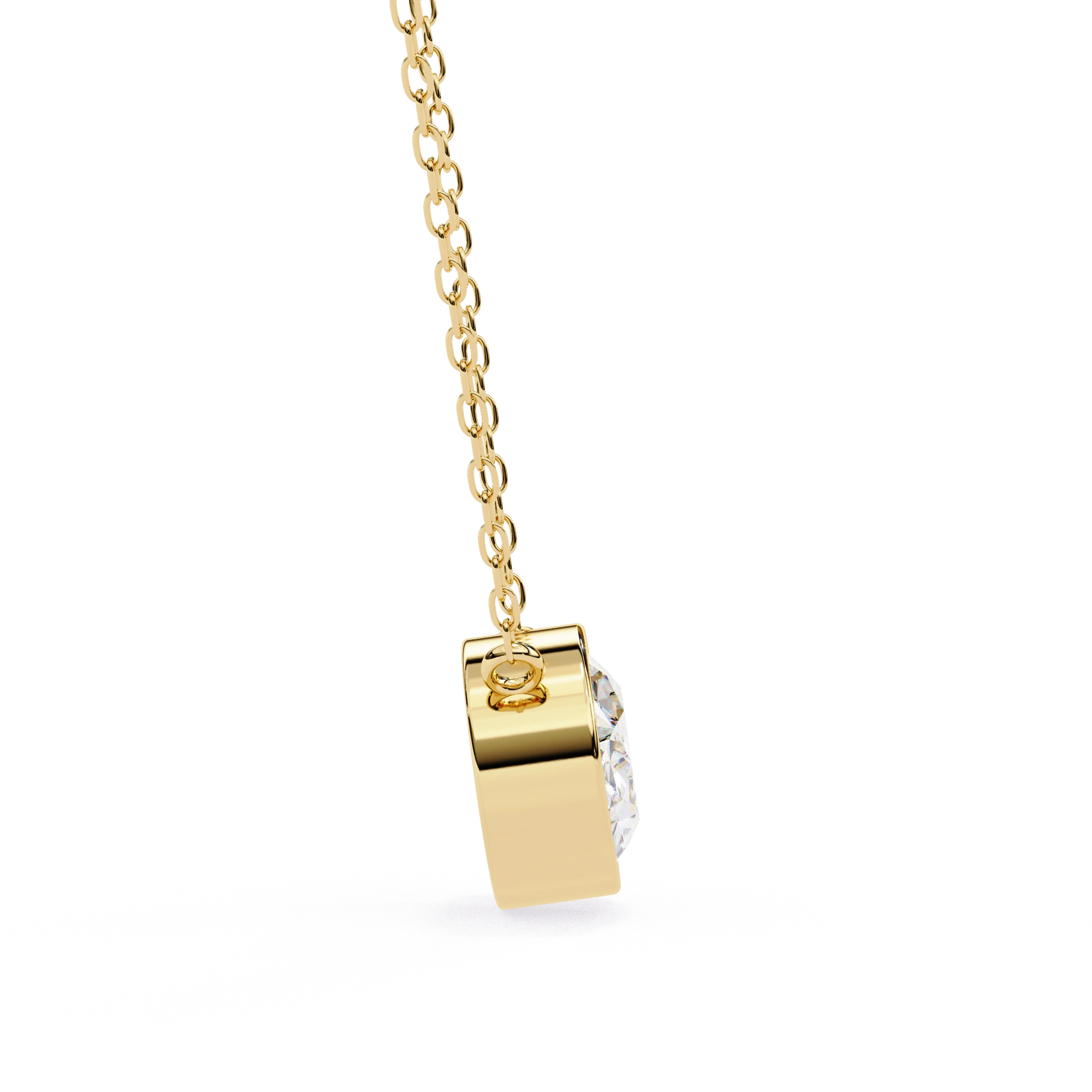 1 Ct oval lab diamond bezel Set necklace