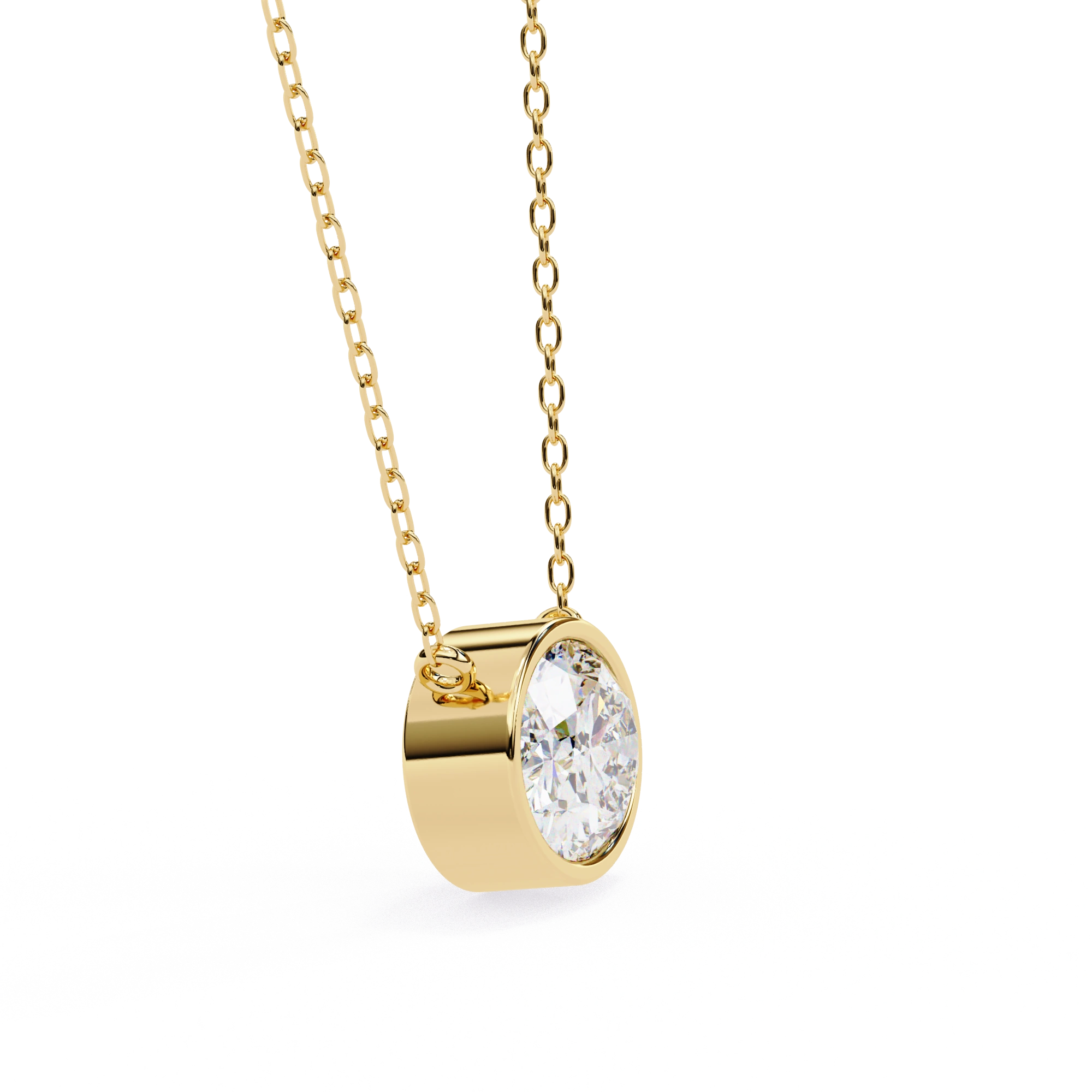 1 Ct oval lab diamond bezel Set necklace