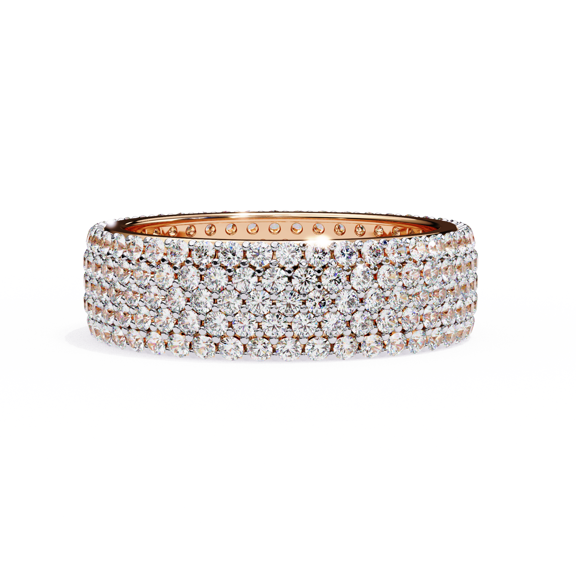 1.01 Carat Round Cut 5 Row Diamond Wedding Band In Rose Gold 18K Rose Gold Natural Dimaond