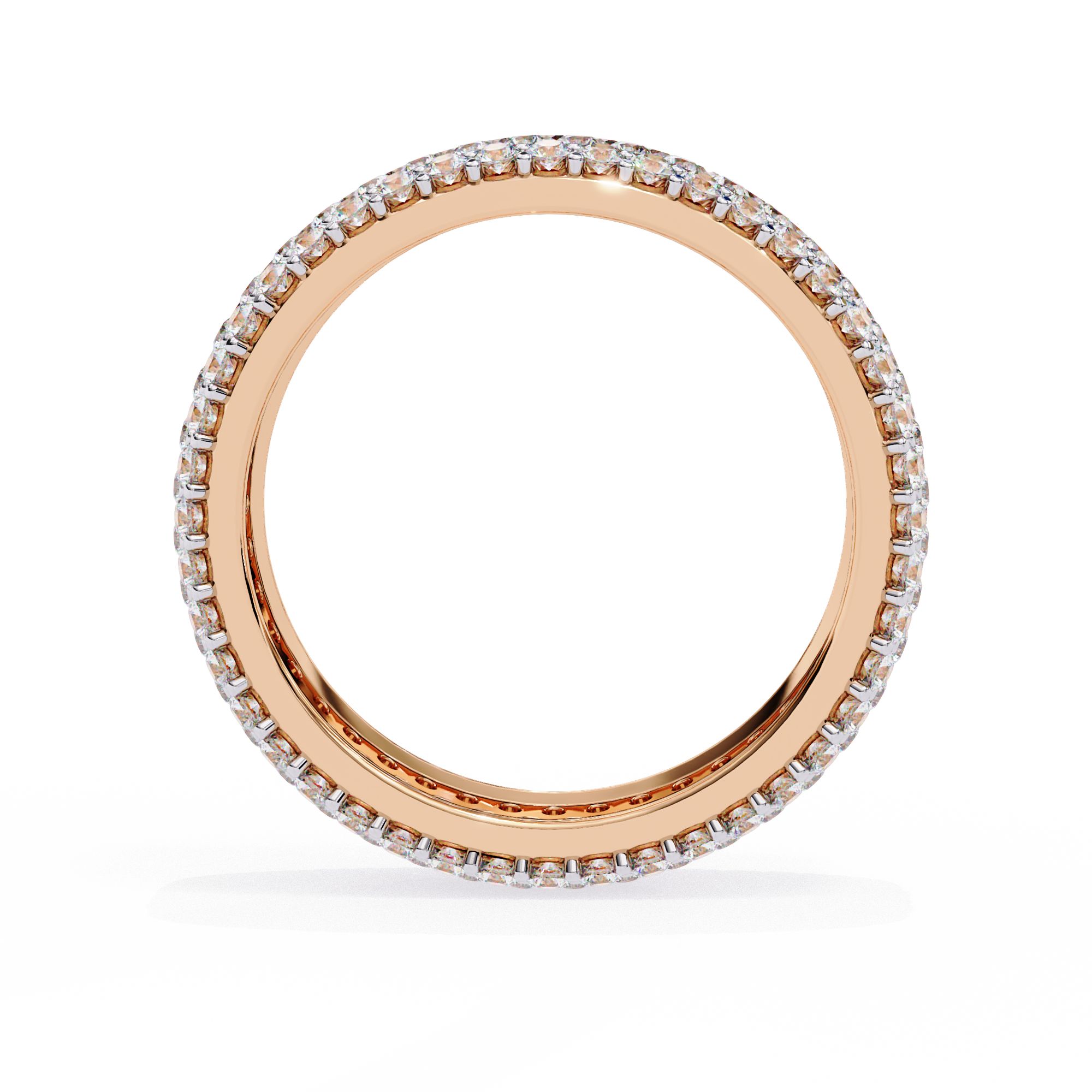 1.01 Carat Round Cut 5 Row Diamond Wedding Band In Rose Gold