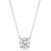 1.05 Carat Round Solitaire 4 Prong Diamond Pendant & Chain In Yellow Gold White