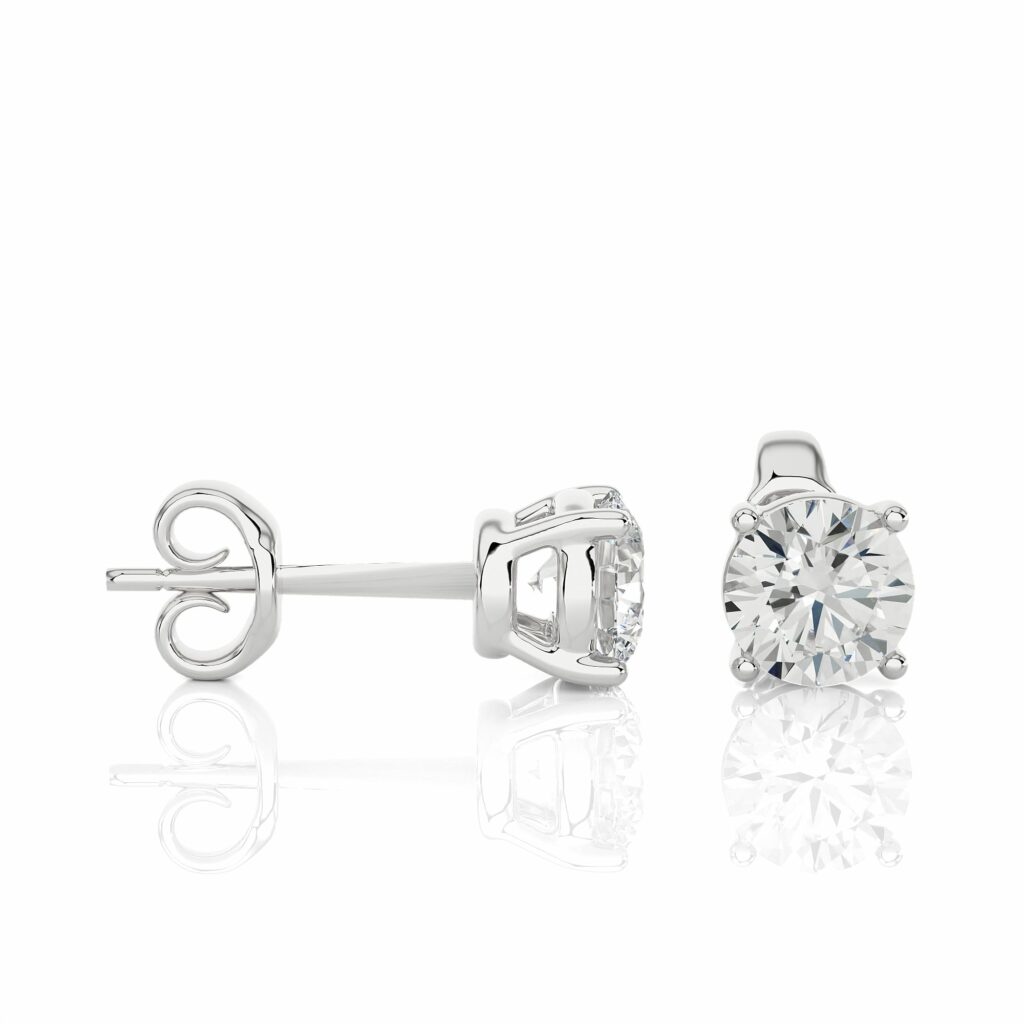 1.12 Ct Solitaire Prong Setting Diamond Stud Earrings In White Gold