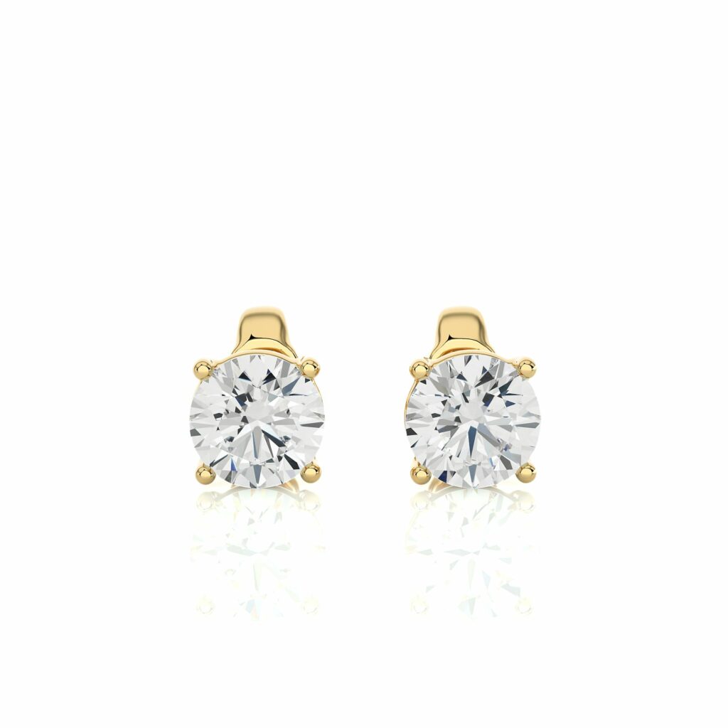 1.05 Ct Solitaire Prong Setting Diamond Stud Earrings In Rose Gold Yellow