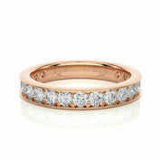 1.31 Carat Round Cut Channel Set Half Eternity Diamond Wedding Band 18K Rose Gold Natural Diamond