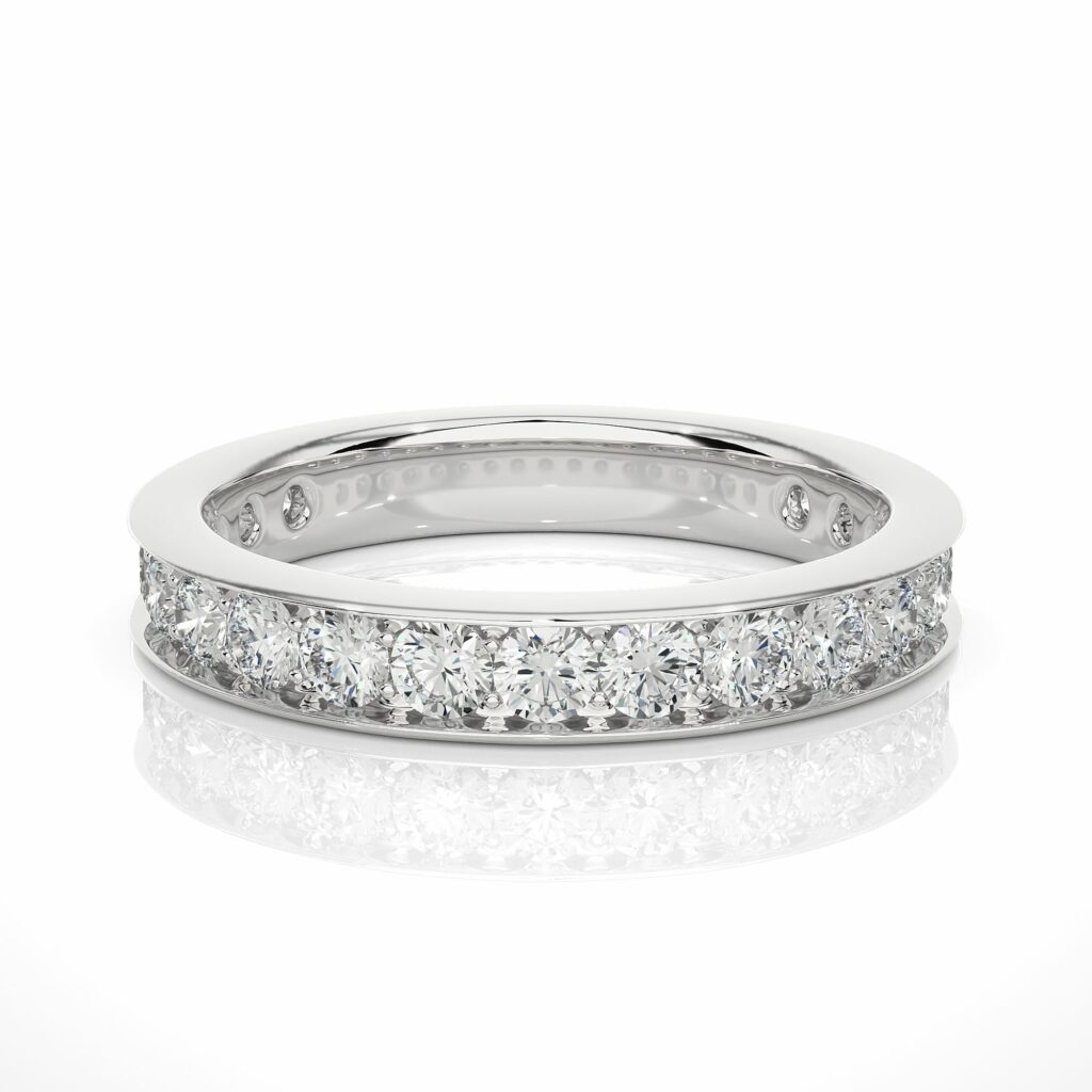 1.31 Carat Round Cut Channel Set Half Eternity Diamond Wedding Band 950 Platinum Natural Diamond