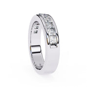 1.10 Ct Princess Cut Half Eternity Diamond Wedding Band In White Gold Diamond Wedding Bands