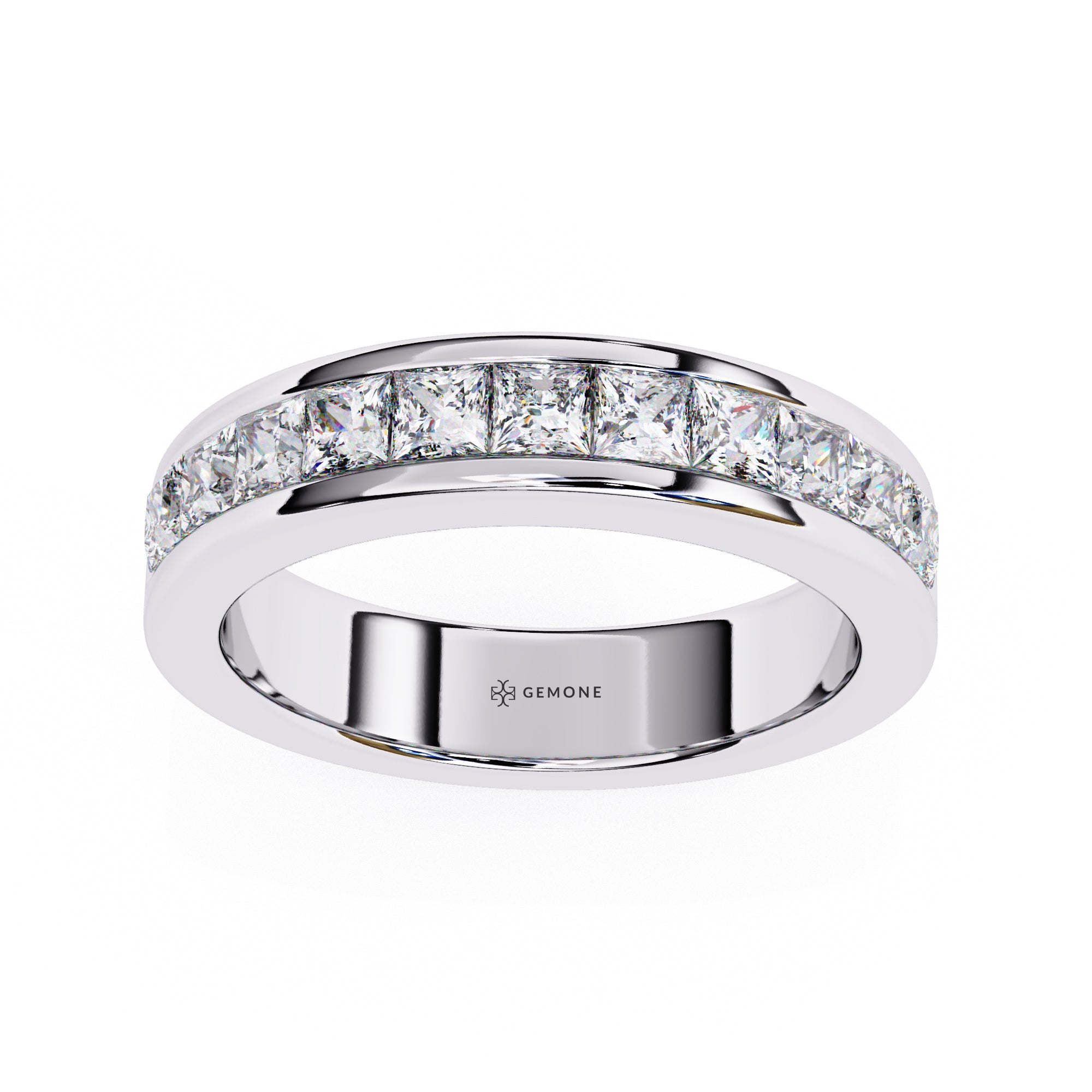 1.10 Ct Princess Cut Half Eternity Diamond Wedding Band In White Gold Diamond Wedding Bands