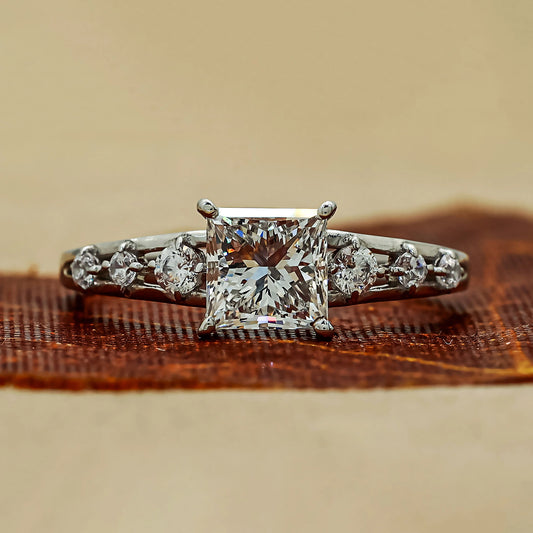 1.10 Ct Princess & Round Cut Lab Dimond Ring