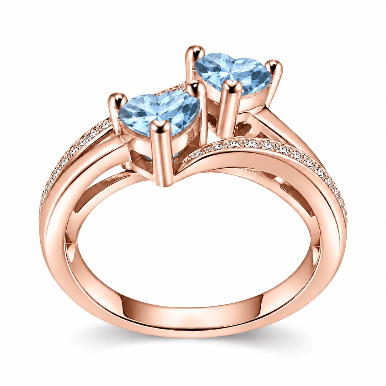 1.12 Carat Double Heart Bypass Diamond Ring