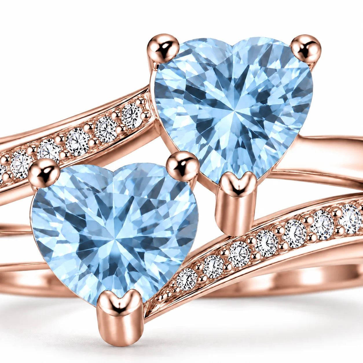 1.12 Carat Double Heart Bypass Diamond Ring