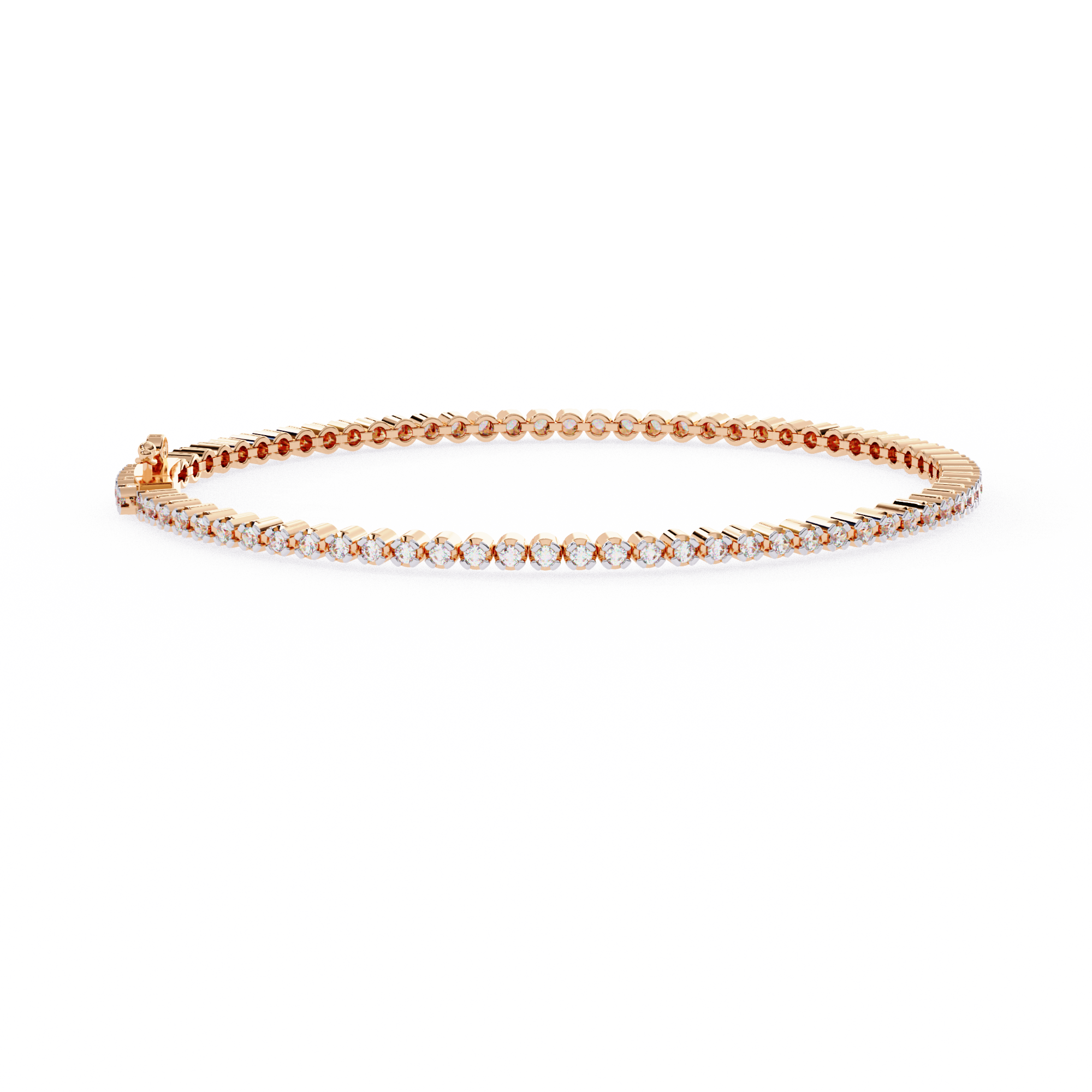 1.30 Carat Round Shape Diamond Tennis Bracelet in Rose Gold 18K Rose Gold Natural Diamond